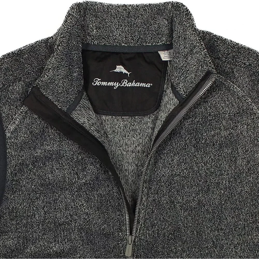 Tommy Bahama Men's Small Coal Cascade Cozy Plush Full Zip Vest with Pockets - Picture 2 of 6